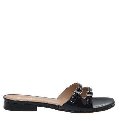 Mule en vernis noir