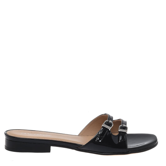 Mule en vernis noir