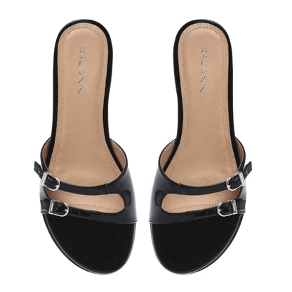 Mule en vernis noir