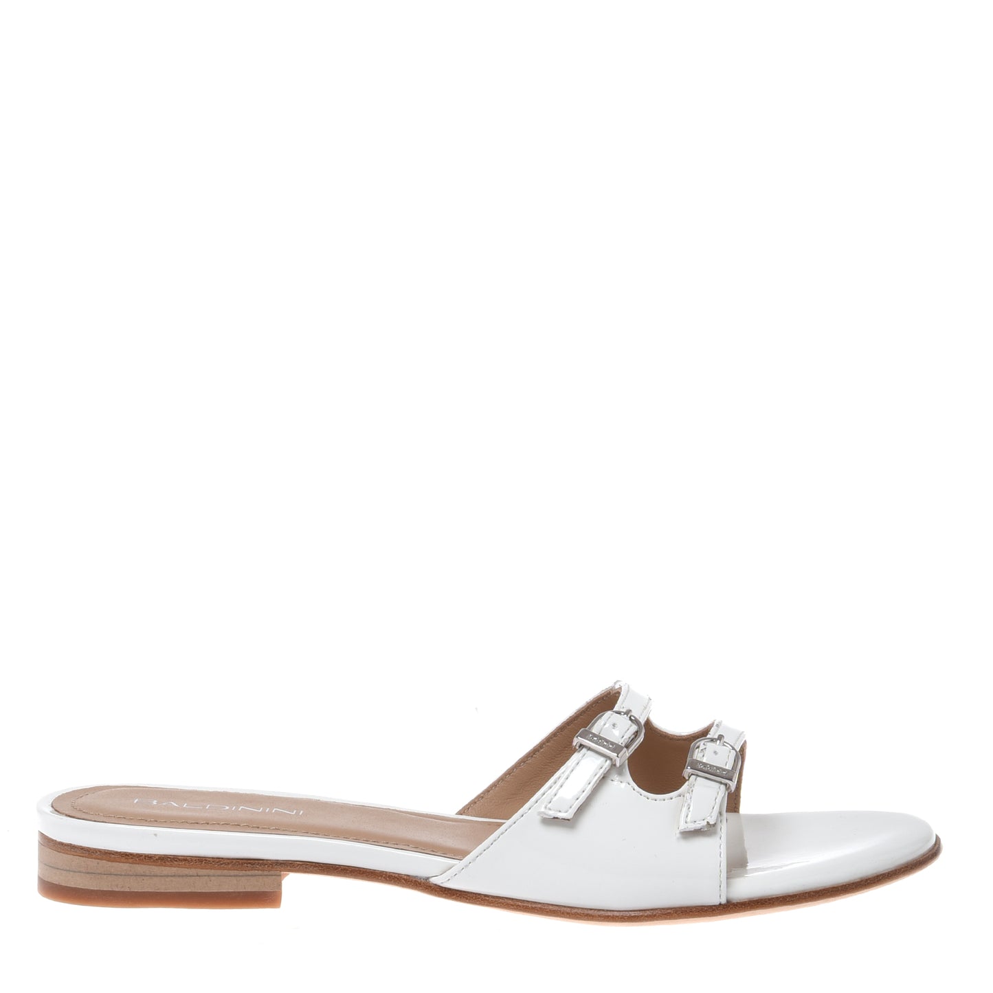 Mule en cuir verni blanc