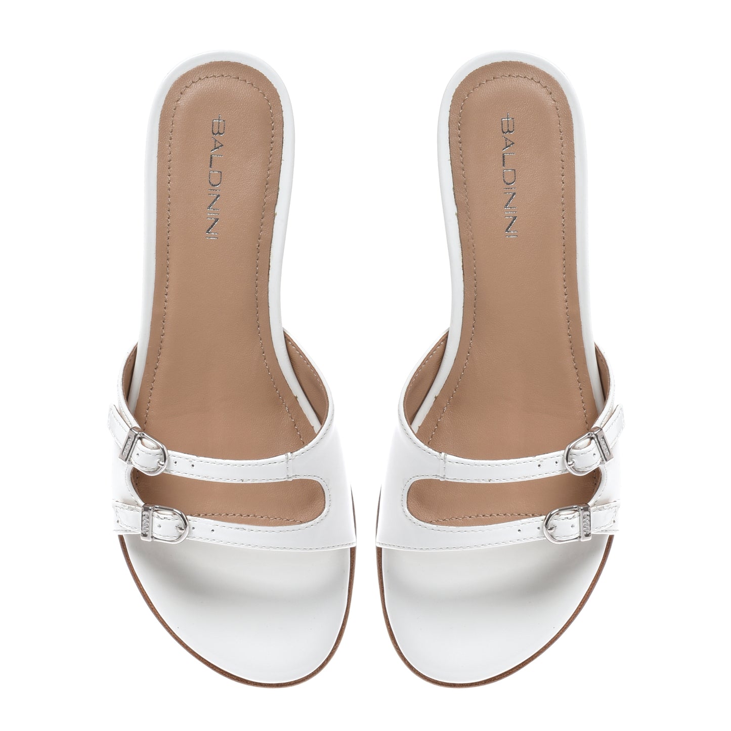Mule en cuir verni blanc