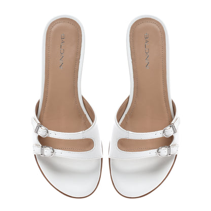 Mule en cuir verni blanc