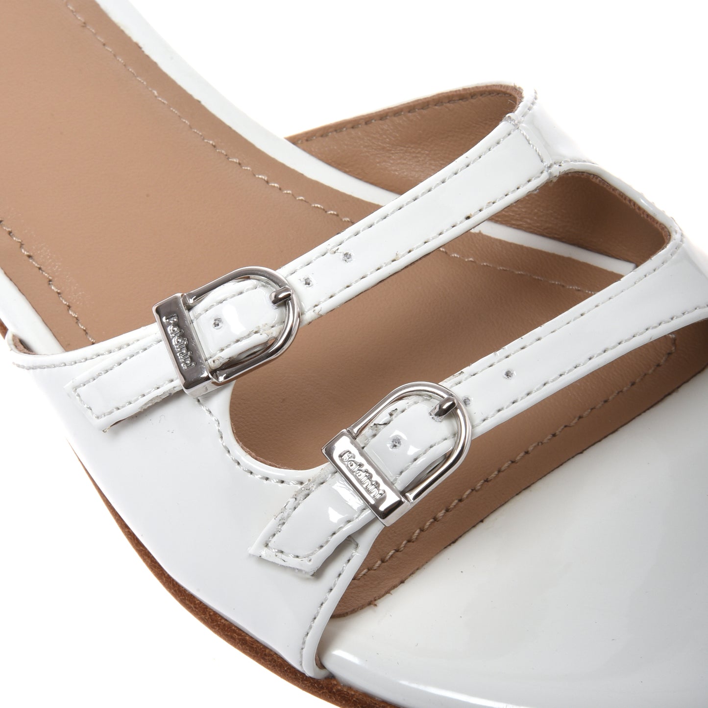 Mule en cuir verni blanc