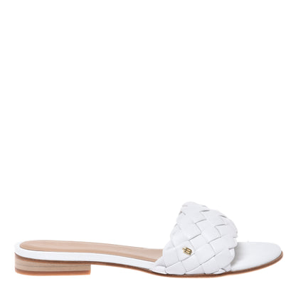 White woven faux leather mule