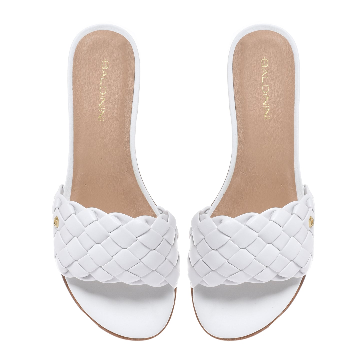 White woven faux leather mule