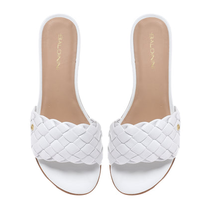 White woven faux leather mule