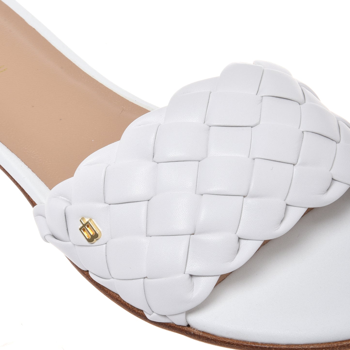 White woven faux leather mule