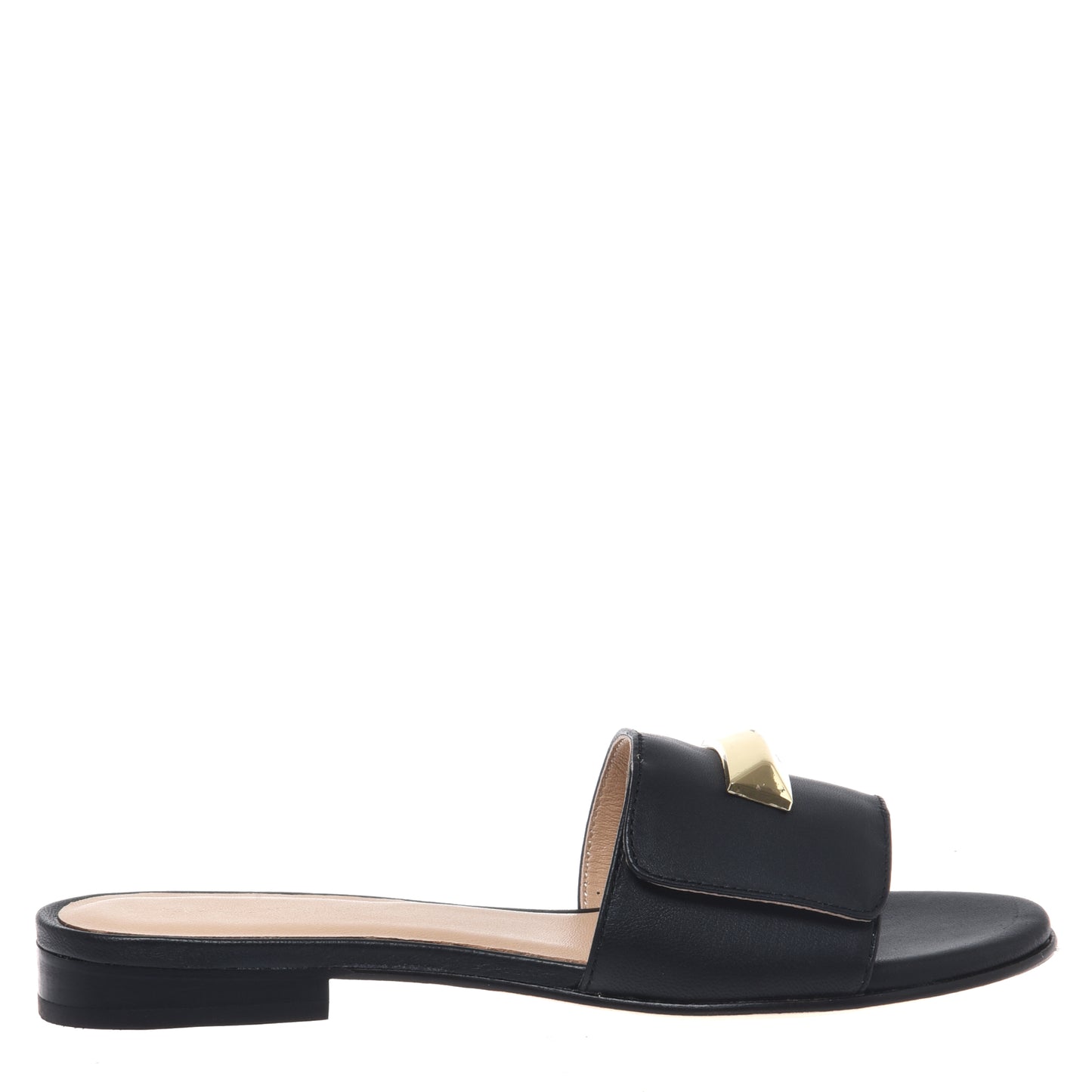 Black nappa leather mule