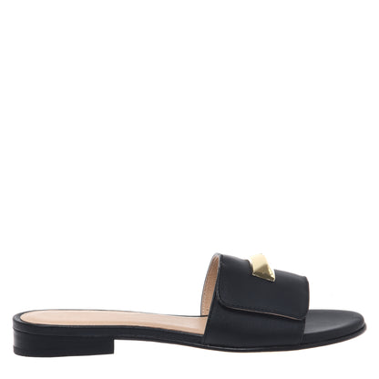 Black nappa leather mule