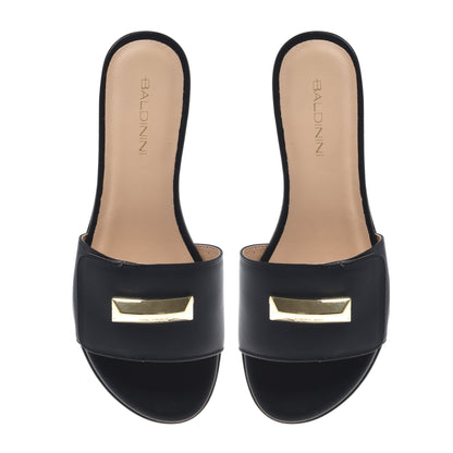Black nappa leather mule