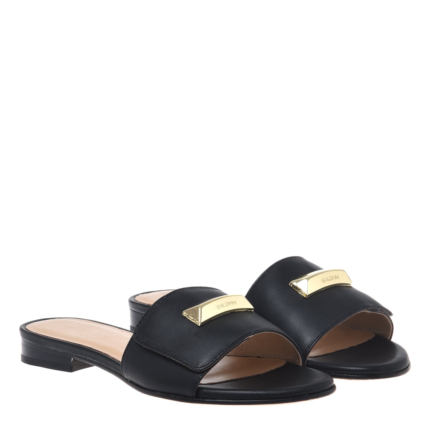 Black nappa leather mule