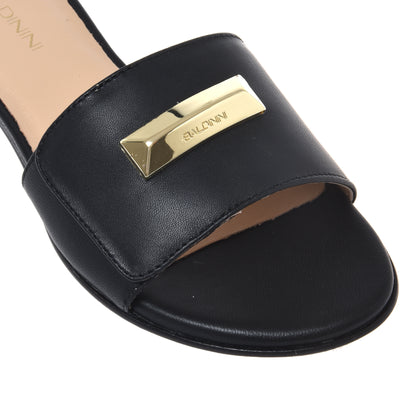 Black nappa leather mule