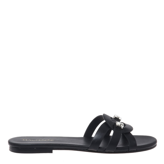 Black leather mule