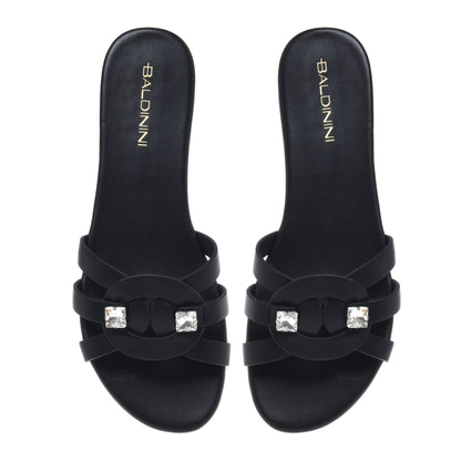 Black leather mule