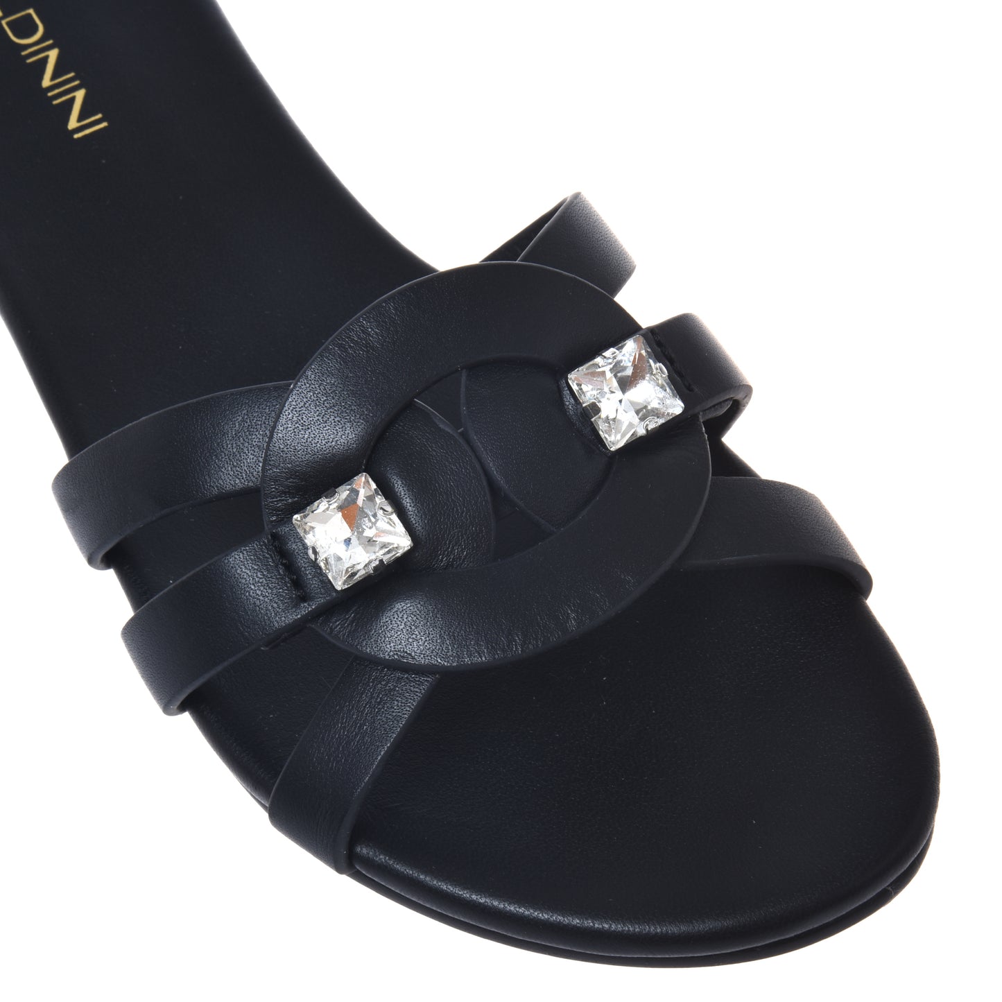 Black leather mule