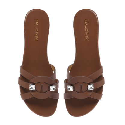 Mule en cuir marron
