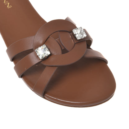 Mule en cuir marron
