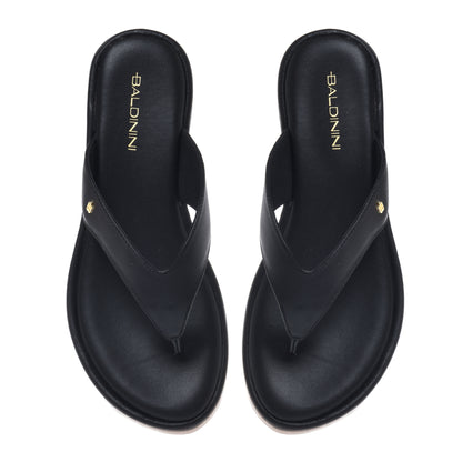 Black leather mule