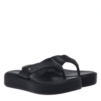 Black leather mule