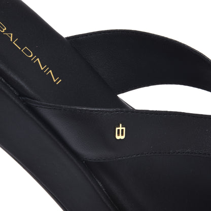 Black leather mule