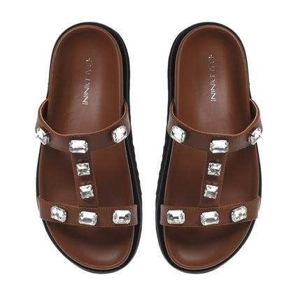 Mule en cuir marron