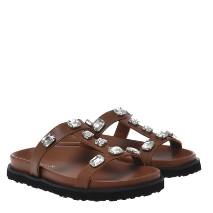 Mule en cuir marron