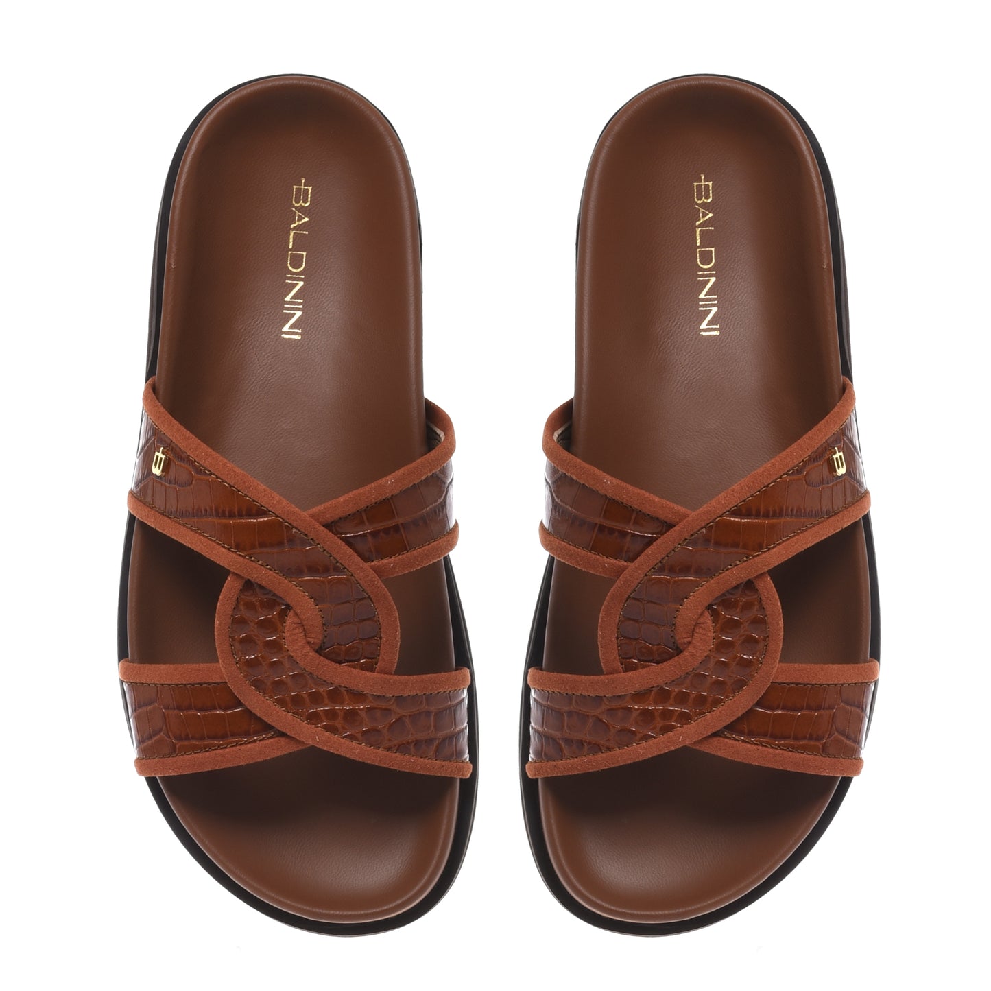 Mule en imprimé croco cuir