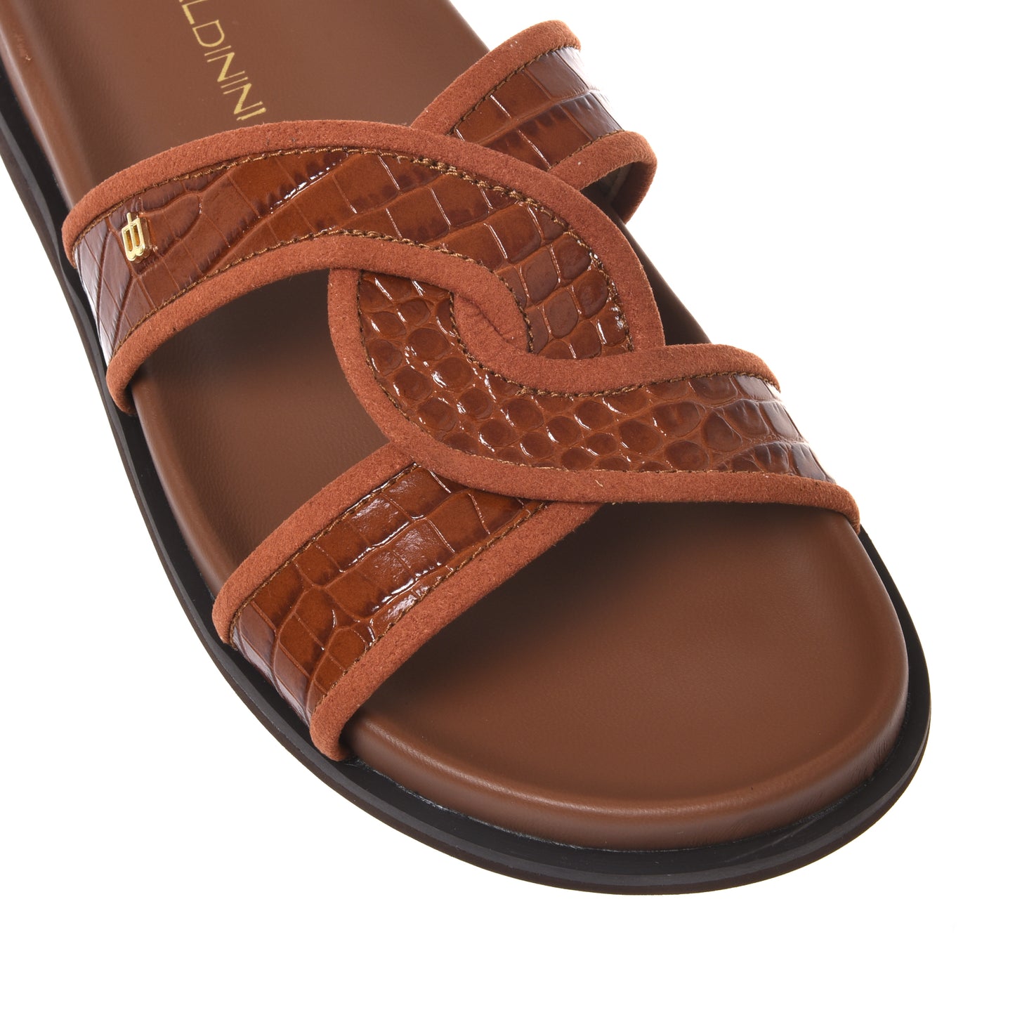 Mule en imprimé croco cuir