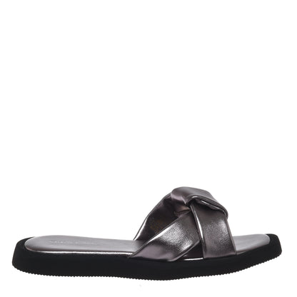 Mule en éco-nappa laminé gris