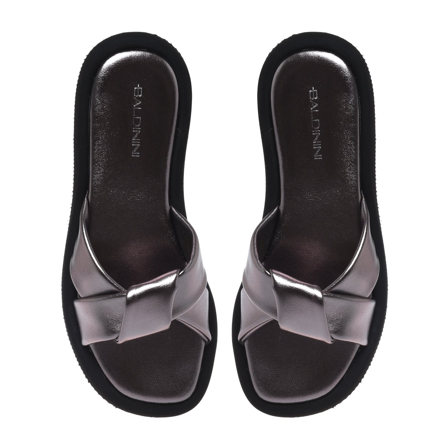 Mule en éco-nappa laminé gris