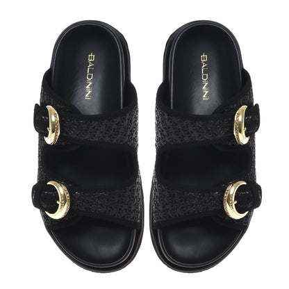 Mule en raphia noir