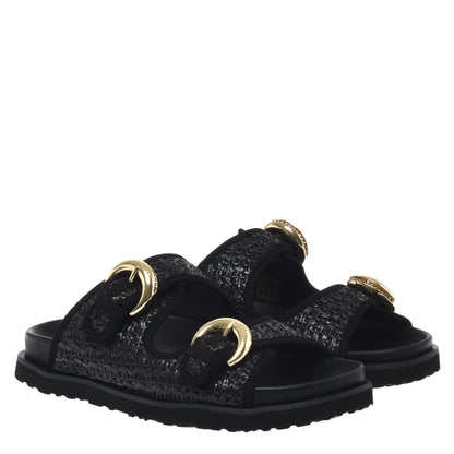 Mule en raphia noir