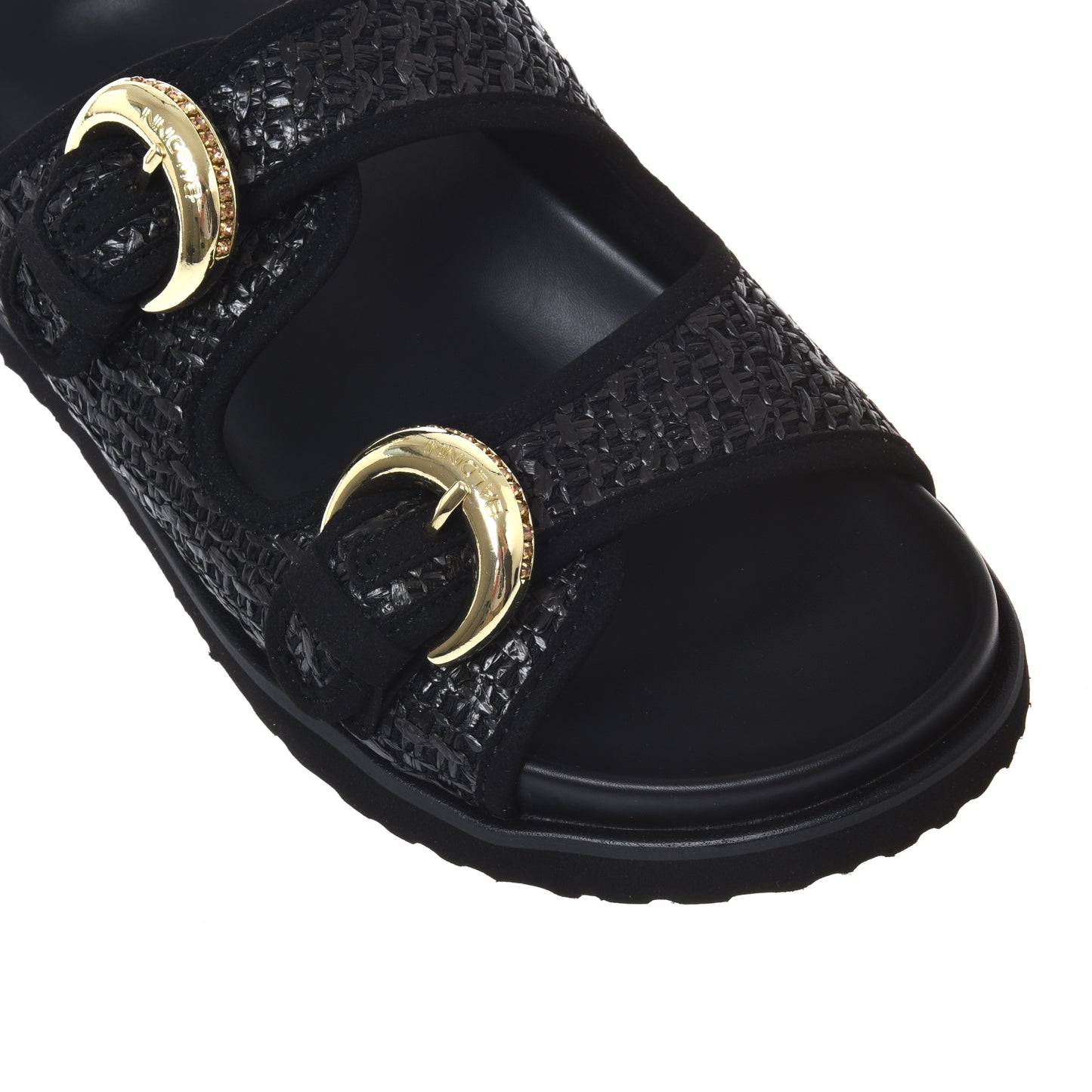 Mule en raphia noir