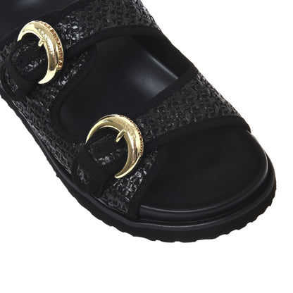 Mule en raphia noir