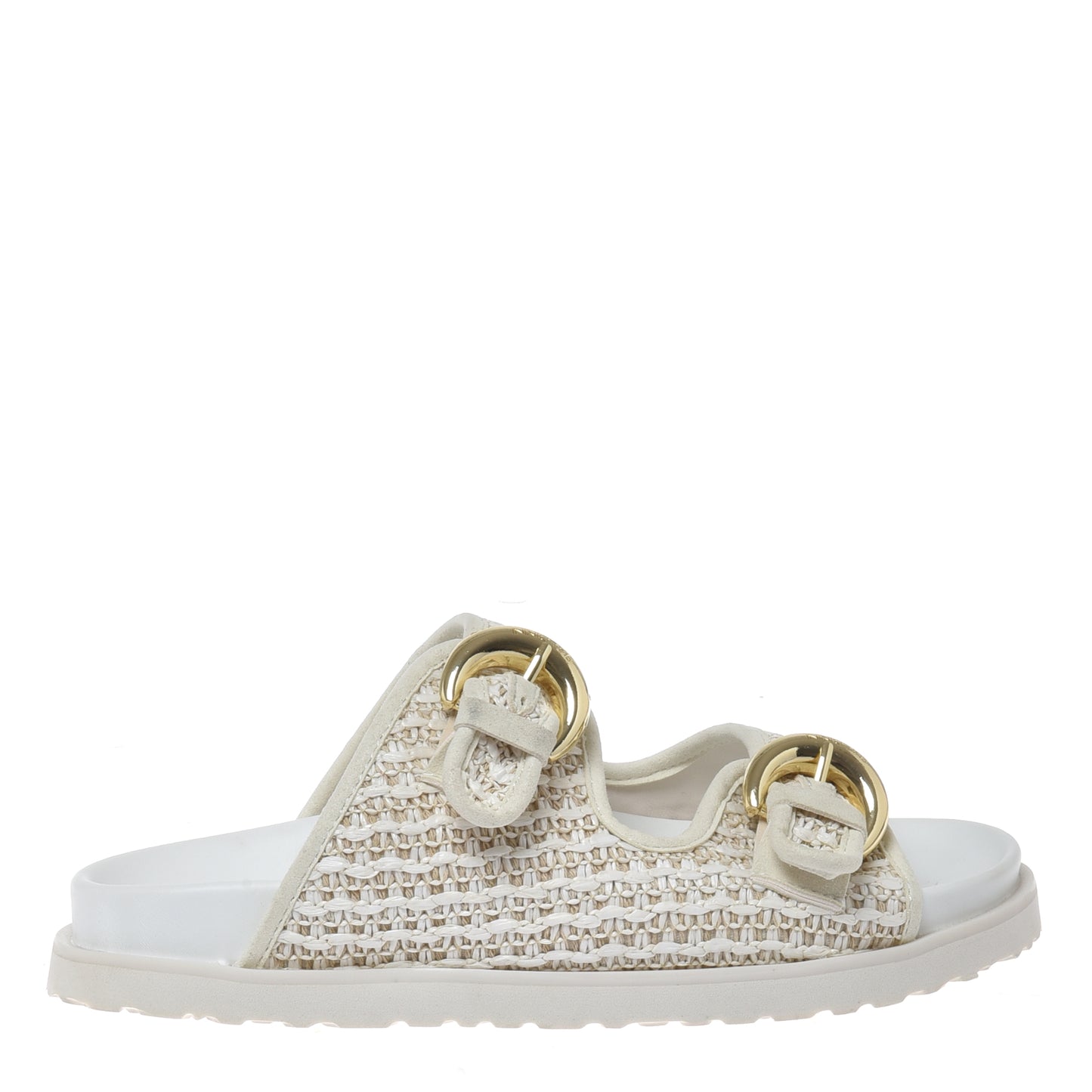 Mule en raphia blanc cassé