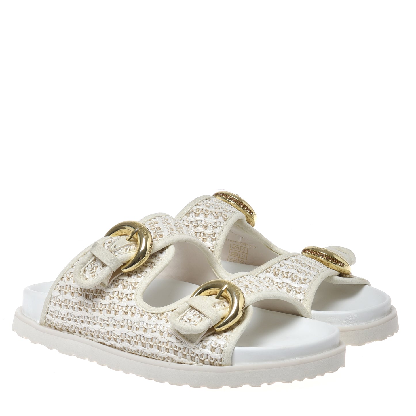 Mule en raphia blanc cassé
