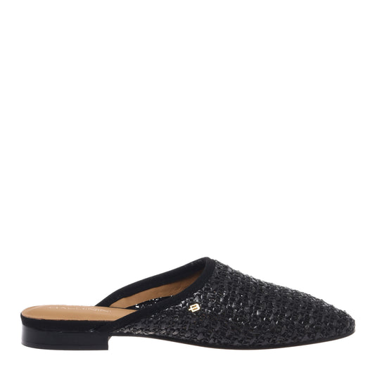 Black raffia clog