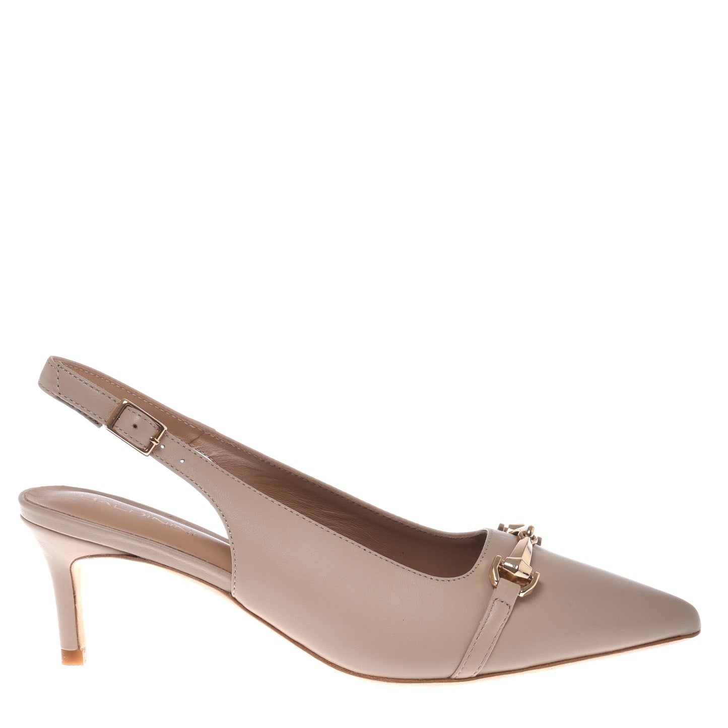 Slingback in pelle nude