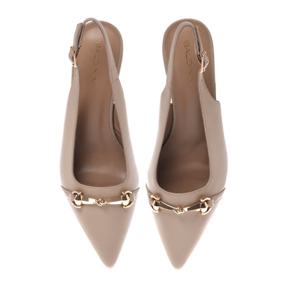 Slingback in pelle nude