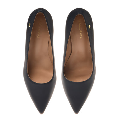 Escarpin en cuir bleu