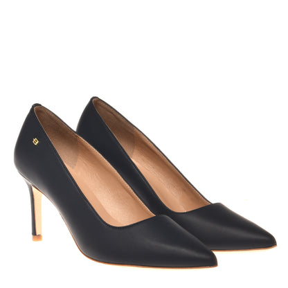 Escarpin en cuir bleu