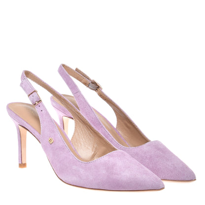 Slingback en daim lilas