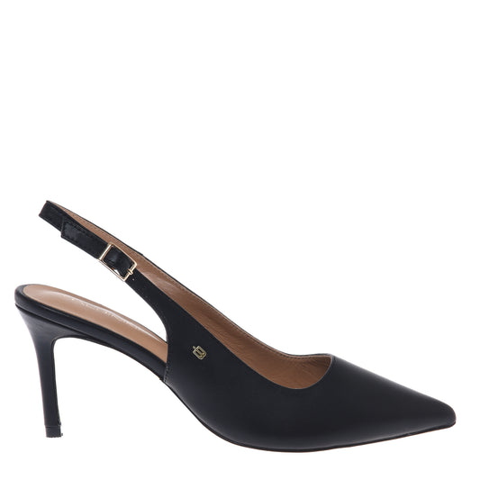 Black leather slingback