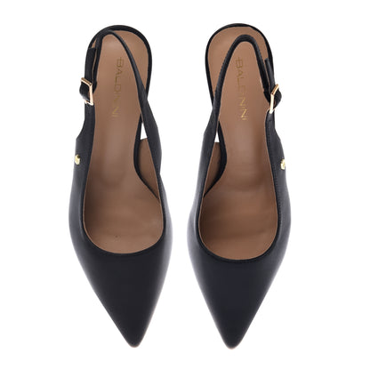 Slingback in pelle nera