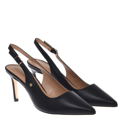 Slingback in pelle nera
