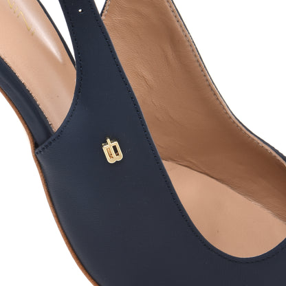 Slingback en cuir bleu
