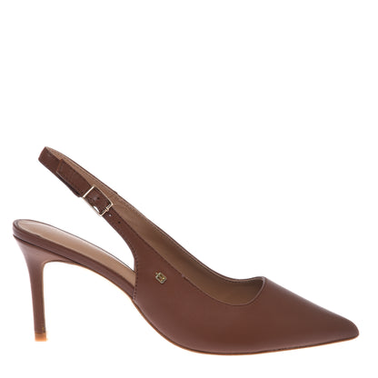 Slingback in pelle marrone