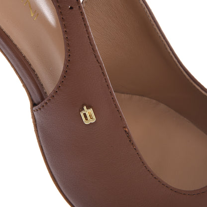 Slingback in pelle marrone