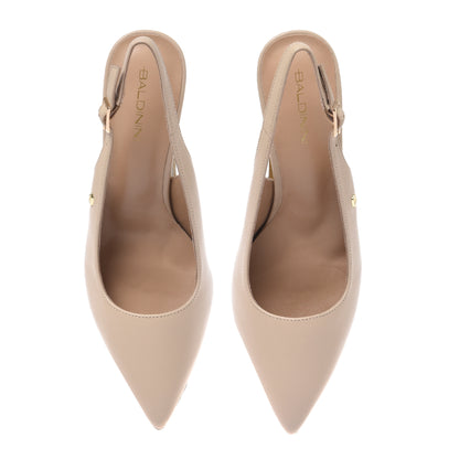 Slingback in pelle nude