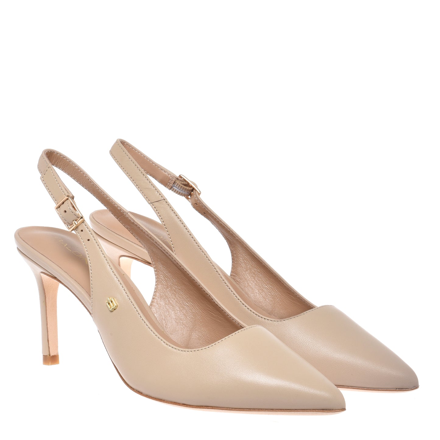 Slingback in pelle nude